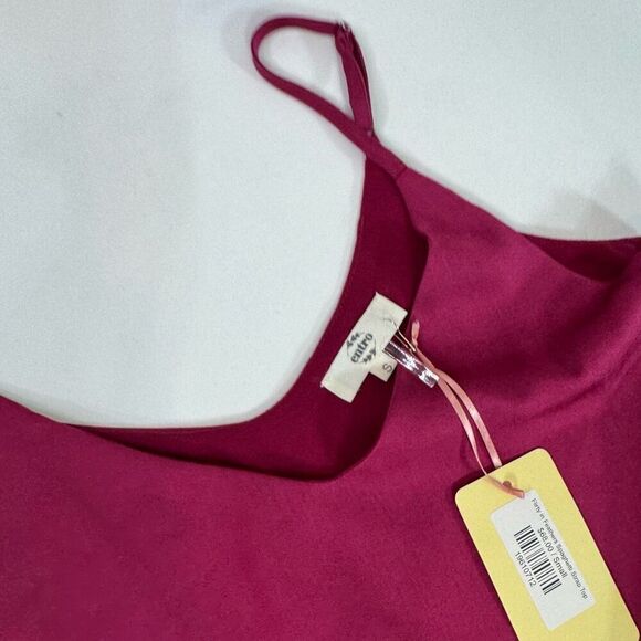 Entro Shirt Top Womens Small Feather Trimmed Spaghetti Pink Fuchsia Cami Tank - Picture 4 of 11